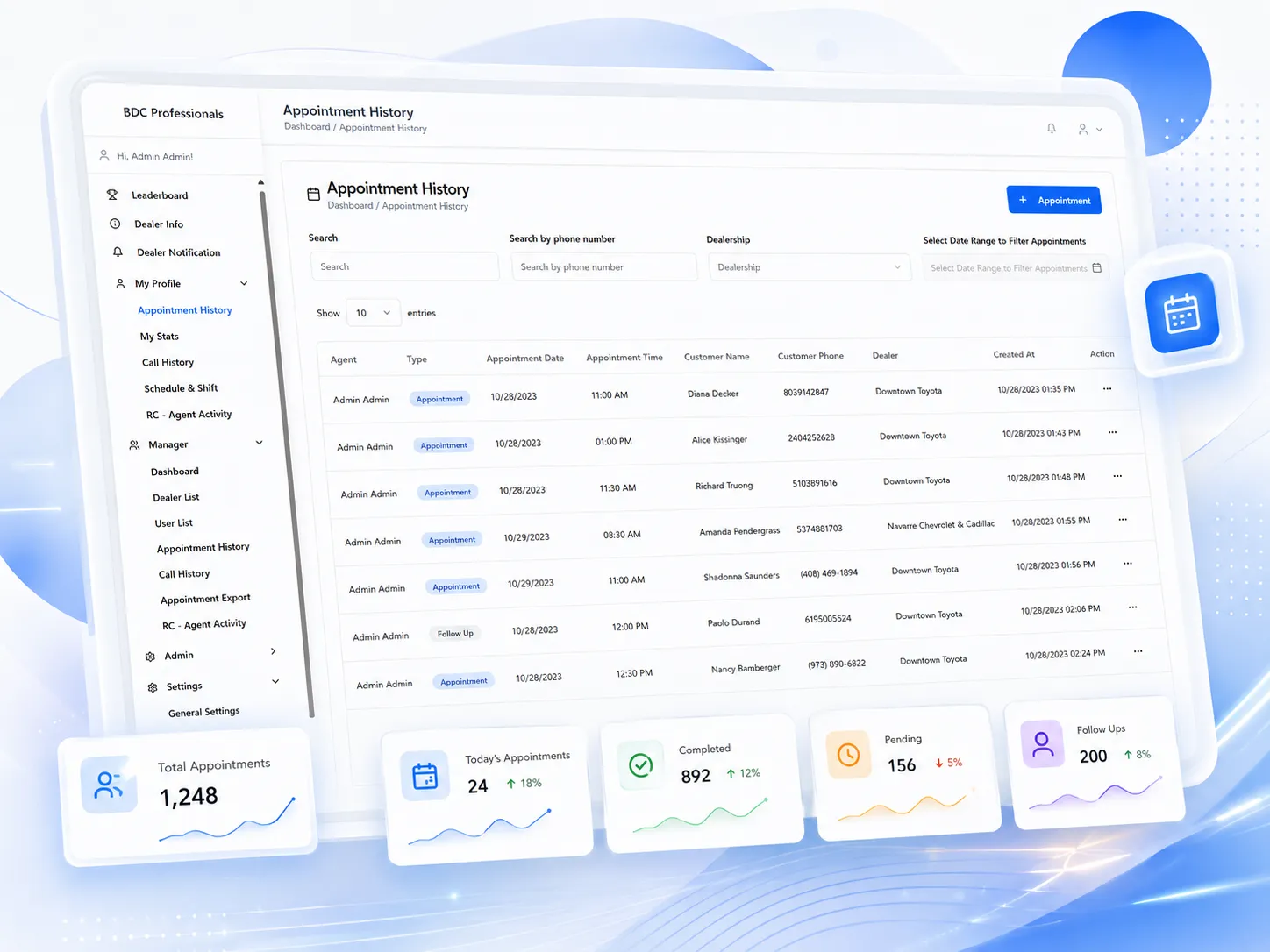 BDC Professionals dashboard — cover screenshot
