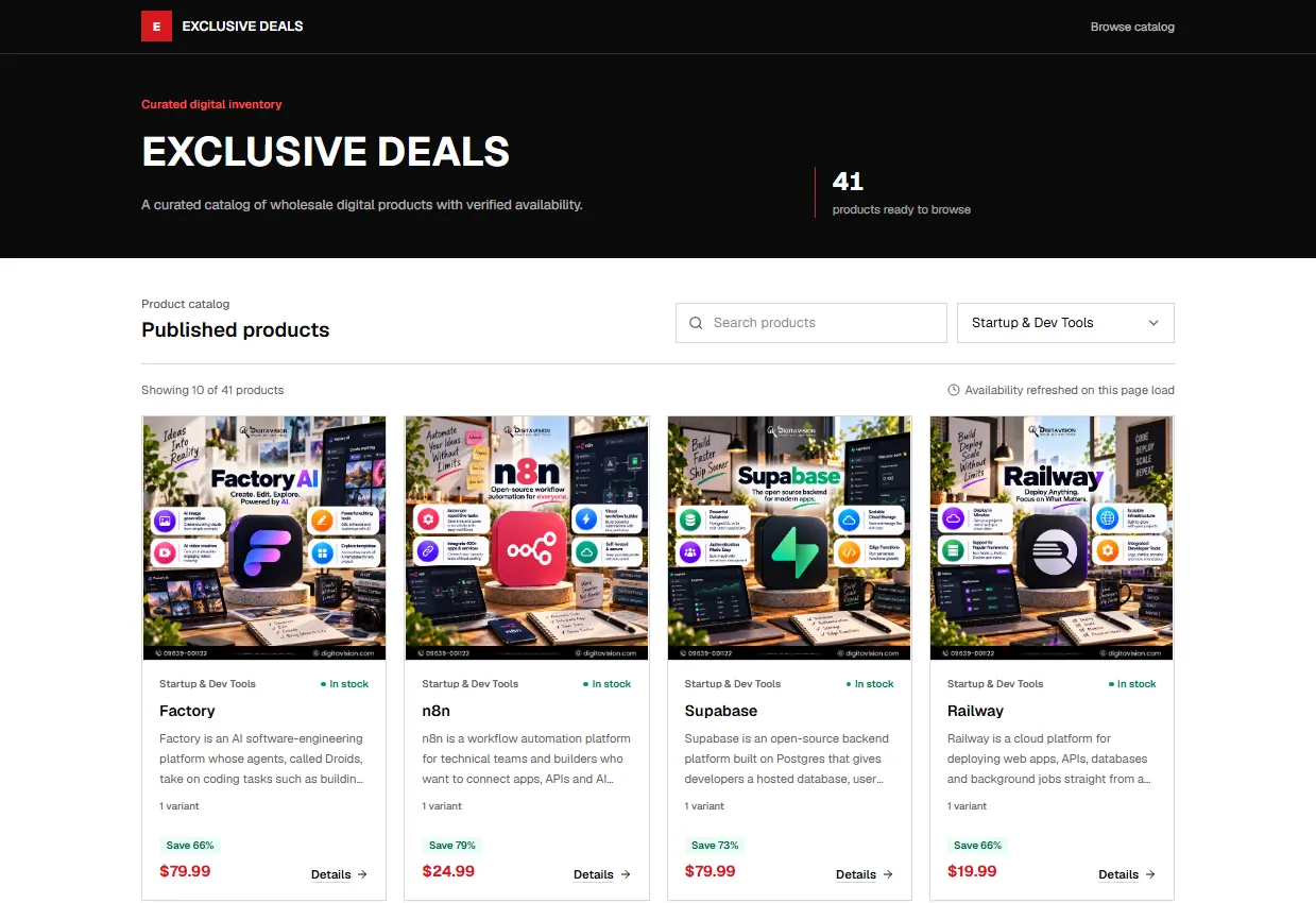 The storefront homepage with category filters and product cards